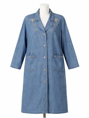 Vintage Pado 80s Oversized‎ Denim Jacket Medium Lagenlook Bedazzled Studded**